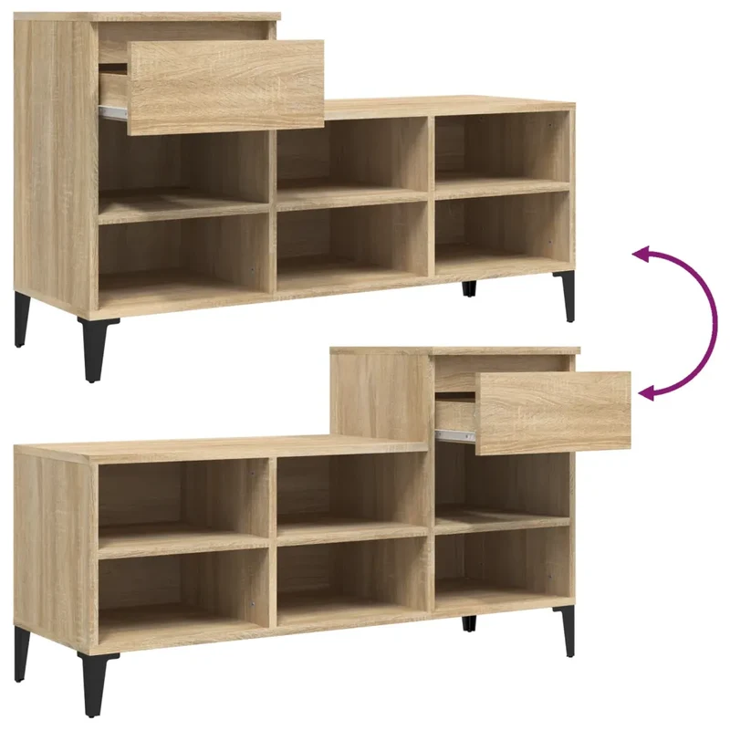Armoire à chaussures moderne espace de rangement 102 x 36 x 60 cm en bois d'ingénierie chêne sonoma 02_0048447