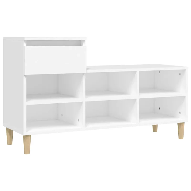 Armoire à chaussures de rangement moderne avec tiroir 102 x 36 x 60 cm en bois d'ingénierie blanc 02_0048444