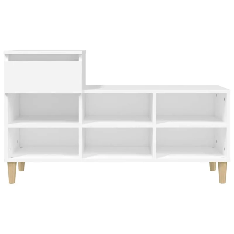 Armoire à chaussures de rangement moderne avec tiroir 102 x 36 x 60 cm en bois d'ingénierie blanc 02_0048444