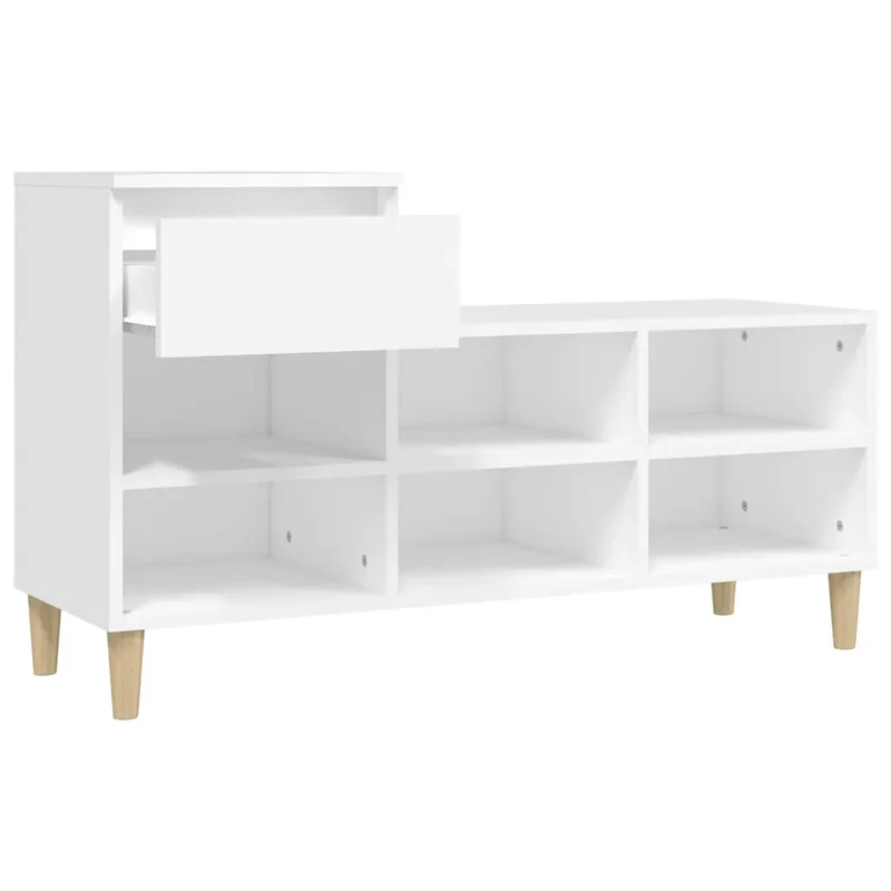 Armoire à chaussures de rangement moderne avec tiroir 102 x 36 x 60 cm en bois d'ingénierie blanc 02_0048444