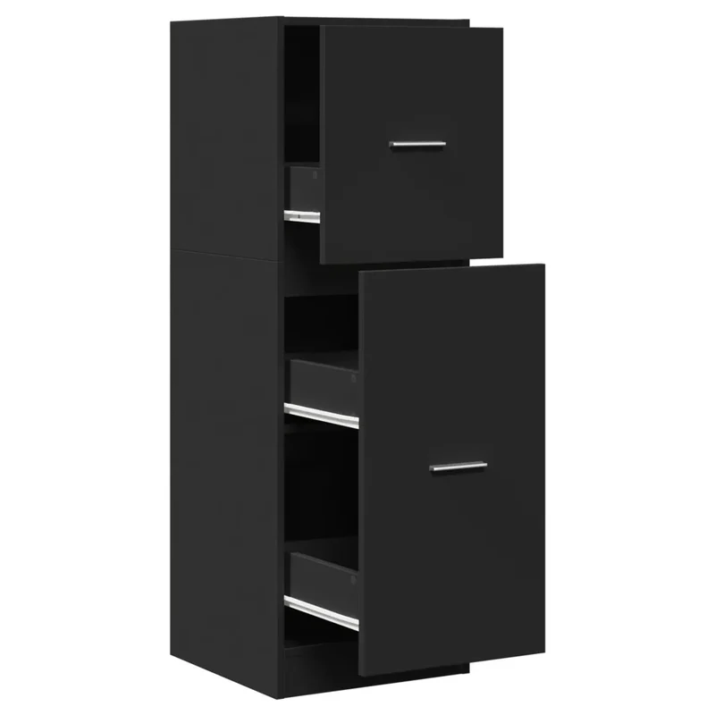 Armoire d'apothicaire multifonctionnelle rangement bureau 40 x 41 x 118 cm en bois d'ingénierie noir 02_0050638