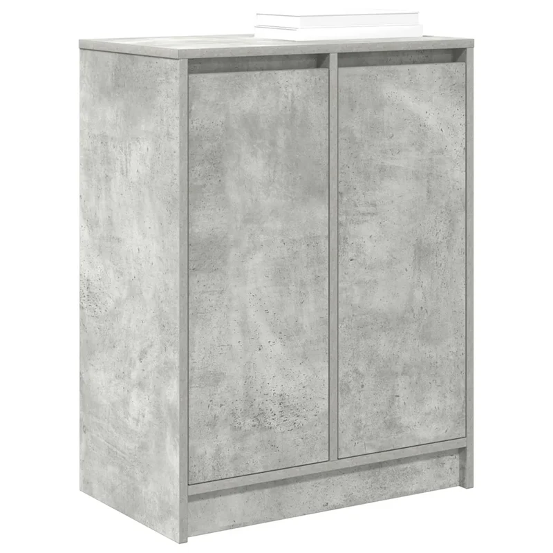 Armoire à chaussures avec 2 portes et 8 étagères 57 x 34 x 76 cm style moderne finition pratique en bois d'ingénierie gris béton 02_0051772