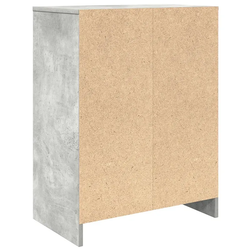 Armoire à chaussures avec 2 portes et 8 étagères 57 x 34 x 76 cm style moderne finition pratique en bois d'ingénierie gris béton 02_0051772