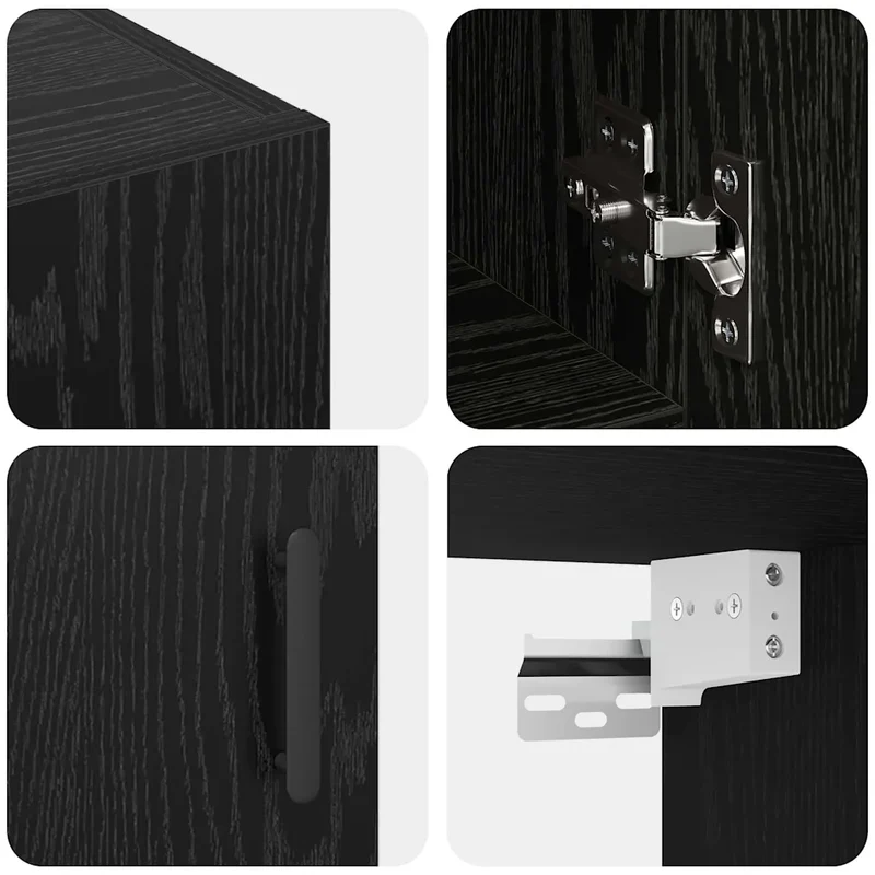 Armoire murale moderne rangement polyvalent 60 x 31 x 70 cm en bois d'ingénierie chêne noir 02_0052490