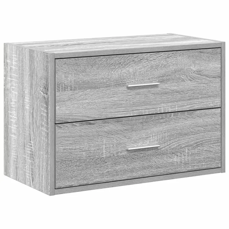 Armoire de rangement empilable 60 x 31 x 40 cm pratique pour organisation intérieure en bois d'ingénierie gris 02_0051198