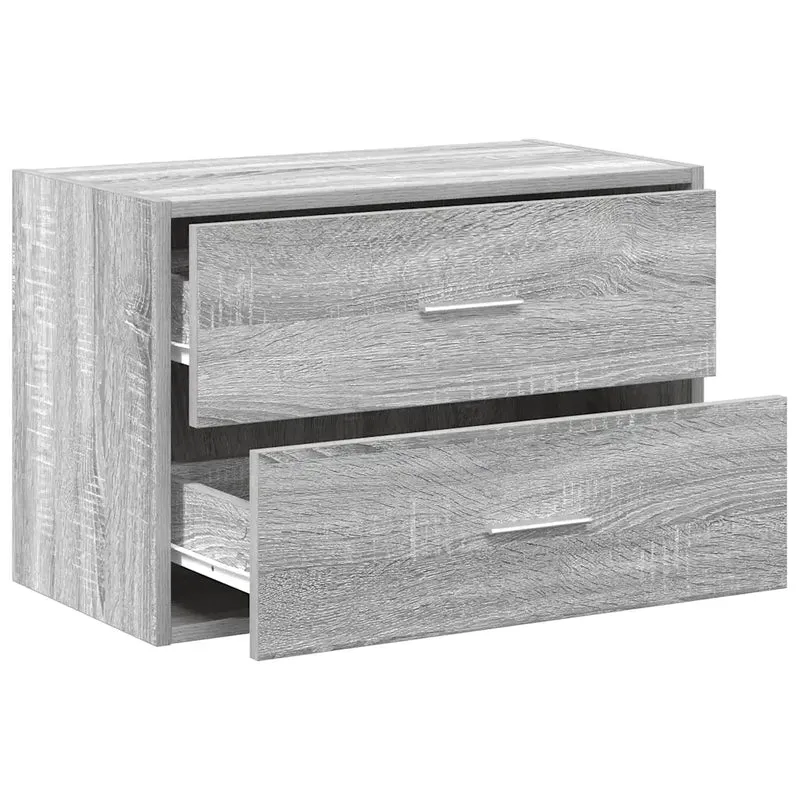 Armoire de rangement empilable 60 x 31 x 40 cm pratique pour organisation intérieure en bois d'ingénierie gris 02_0051198