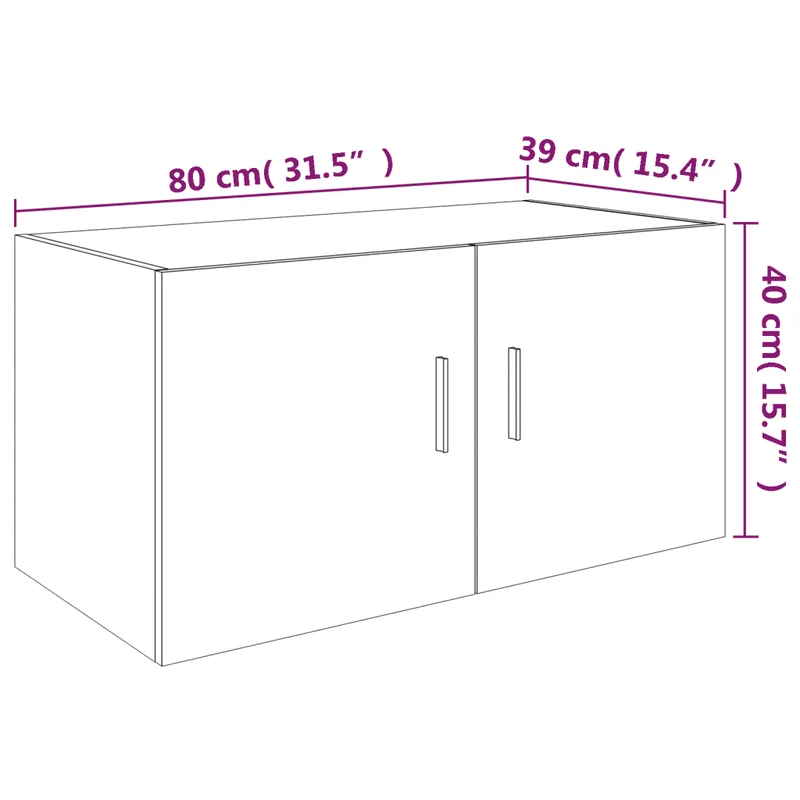 Armoire murale design moderne 80 x 39 x 40 cm rangement pratique en bois d'ingénierie gris 02_0048174