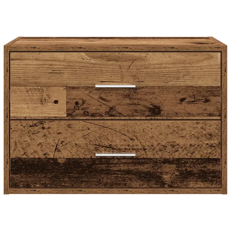 Armoire de rangement empilable 60 x 31 x 40 cm avec 2 tiroirs pratique style vintage en bois vieux bois 02_0051201