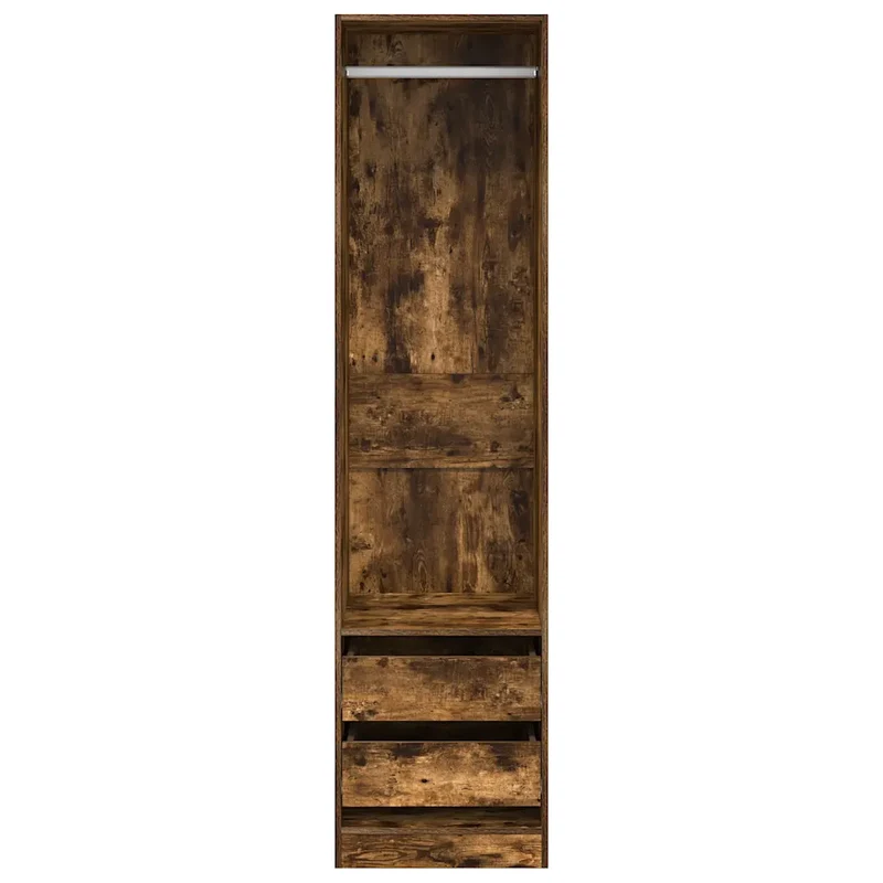 Armoire avec tiroirs rangement chic 50 x 50 x 200 cm en bois d'ingénierie chêne fumé 02_0048154