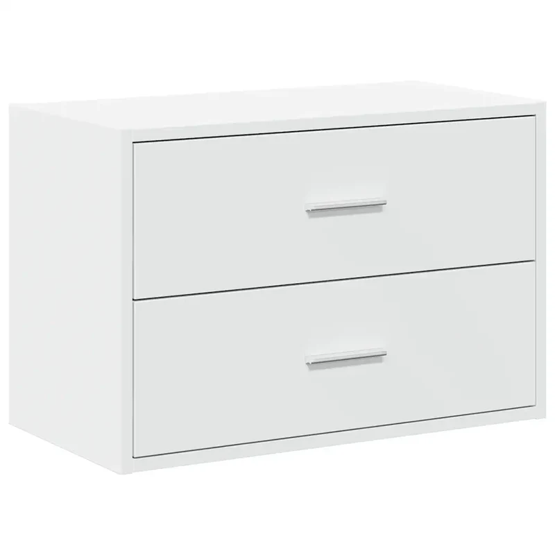 Armoire de rangement empilable 60 x 31 x 40 cm avec 2 tiroirs pratique déco moderne en bois d'ingénierie blanc 02_0051188