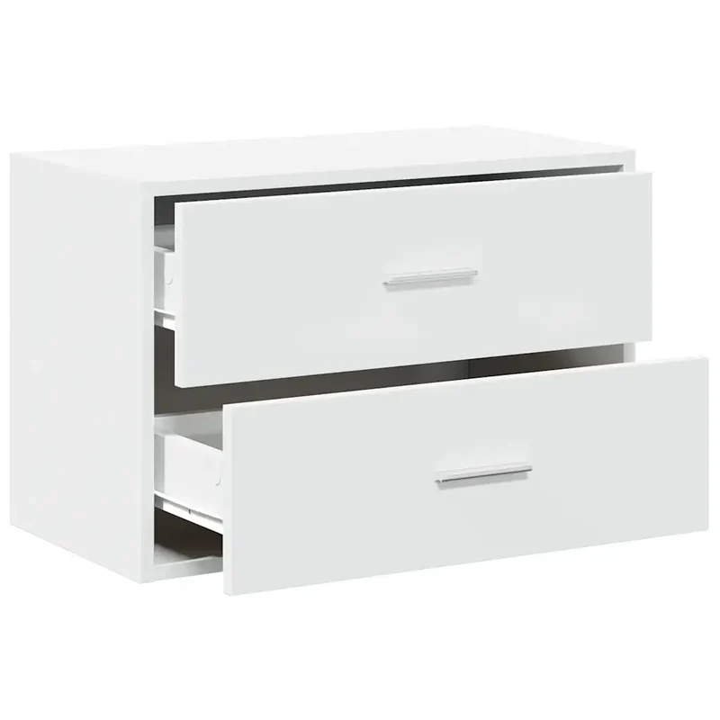 Armoire de rangement empilable 60 x 31 x 40 cm avec 2 tiroirs pratique déco moderne en bois d'ingénierie blanc 02_0051188