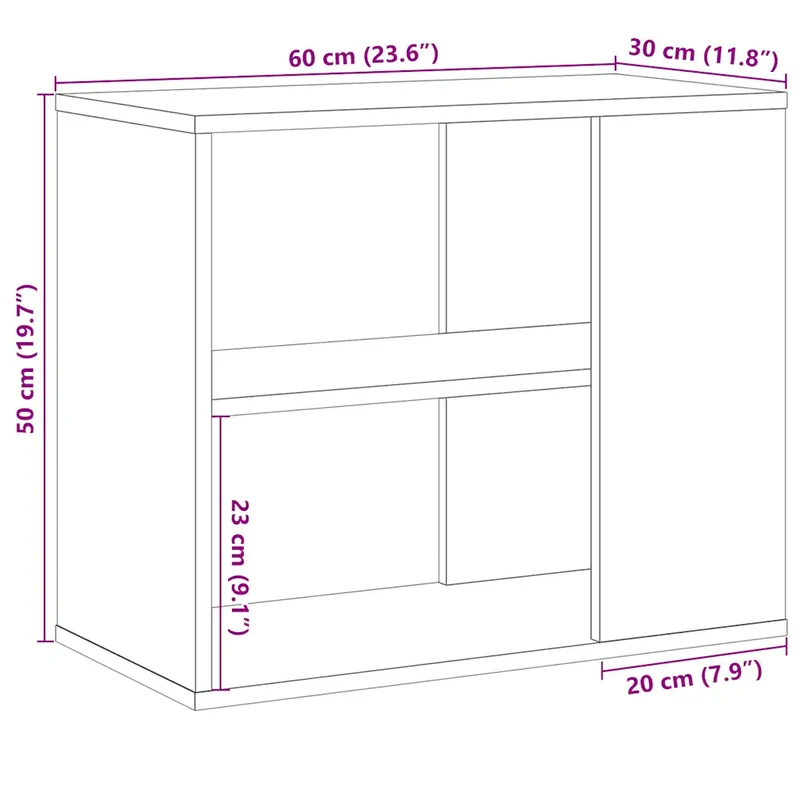 Armoire latérale pratique rangement moderne 60 x 30 x 50 cm en bois d'ingénierie vieux bois 02_0050890