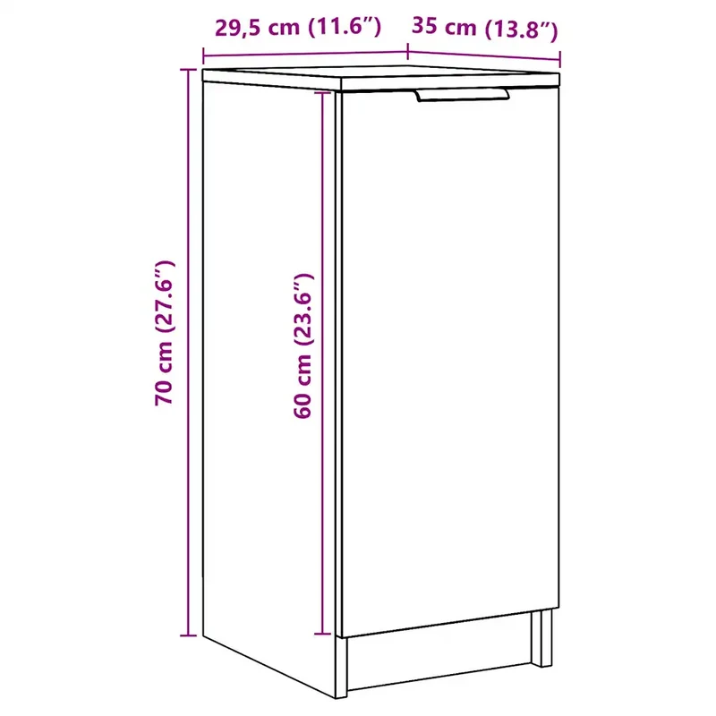 Armoire à chaussures avec porte rangement pratique 29,5 x 35 x 70 cm style contemporain en bois d'ingénierie vieux bois 02_0050990