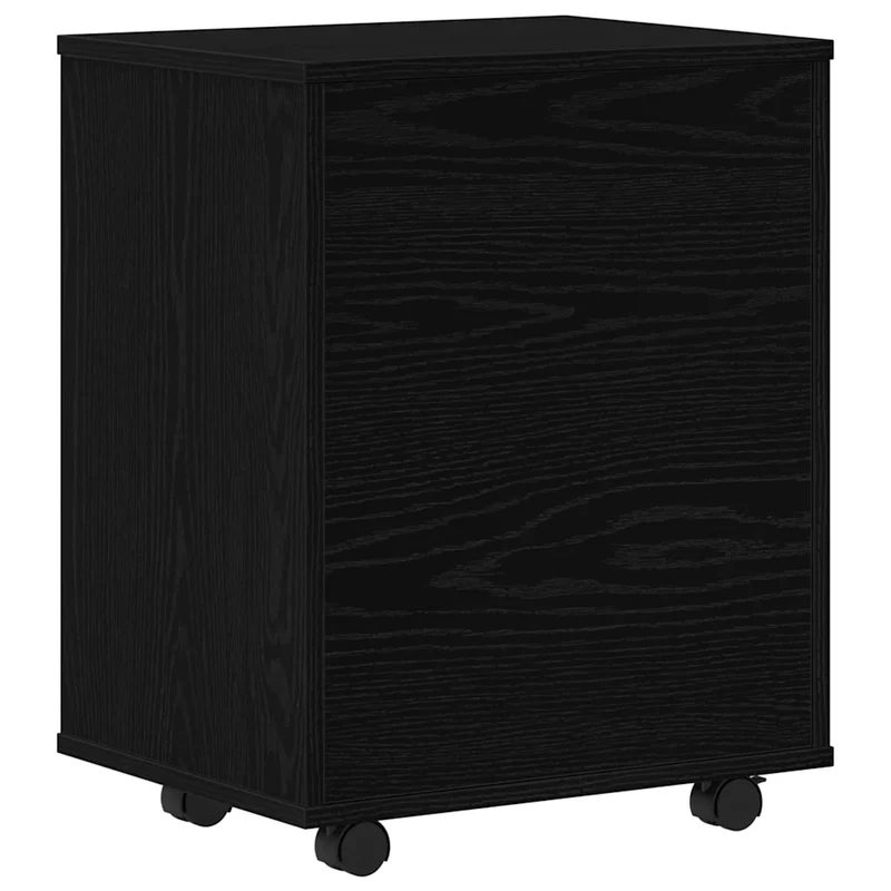 Armoire de rangement moderne avec roues 46 x 36 x 59 cm grand espace de stockage style contemporain en bois d'ingénierie noir 02_0051910