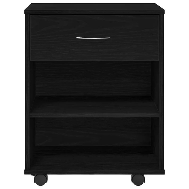 Armoire de rangement moderne avec roues 46 x 36 x 59 cm grand espace de stockage style contemporain en bois d'ingénierie noir 02_0051910