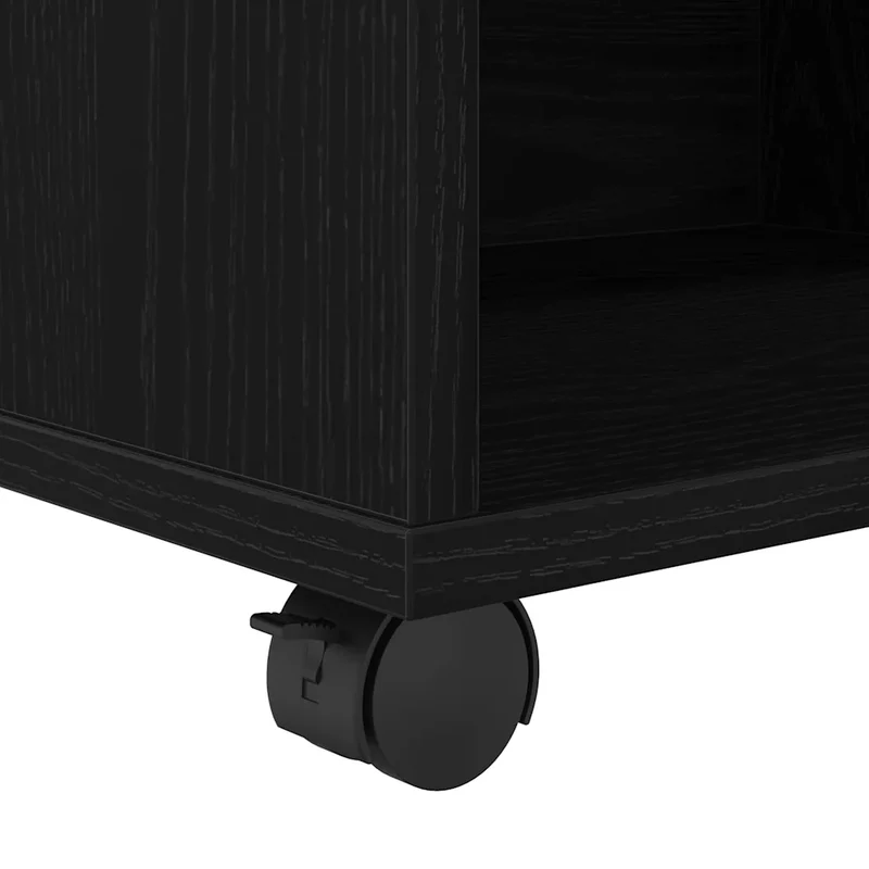 Armoire de rangement moderne avec roues 46 x 36 x 59 cm grand espace de stockage style contemporain en bois d'ingénierie noir 02_0051910
