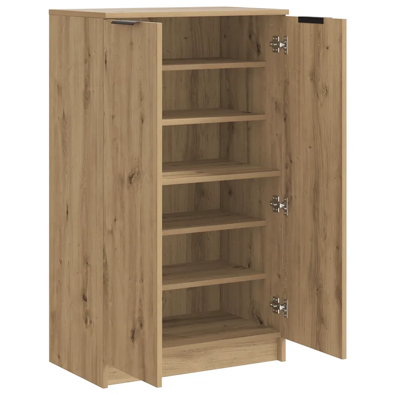 Armoire à chaussures rangement organisé 59 x 35 x 100 cm en bois d'ingénierie chêne artisanal 02_0050995