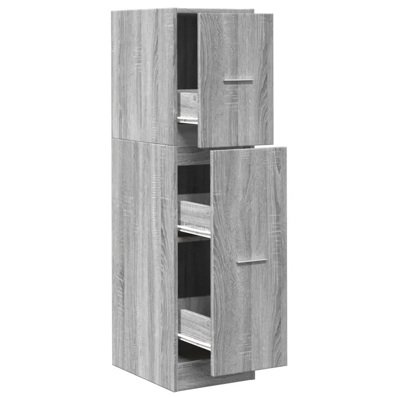 Armoire apothicaire classique multifonctionnelle rangement 30 x 41 x 118 cm en bois d'ingénierie gris 02_0050615