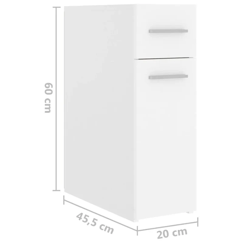 Armoire d'apothicaire rangement blanc 20 x 45,5 x 60 cm solide design contemporain en bois blanc 02_0047785