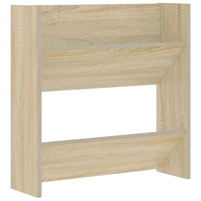 Armoire à chaussures murale moderne 60 x 18 x 60 cm rangement pratique 2 étagères en aggloméré chêne sonoma 02_0047887