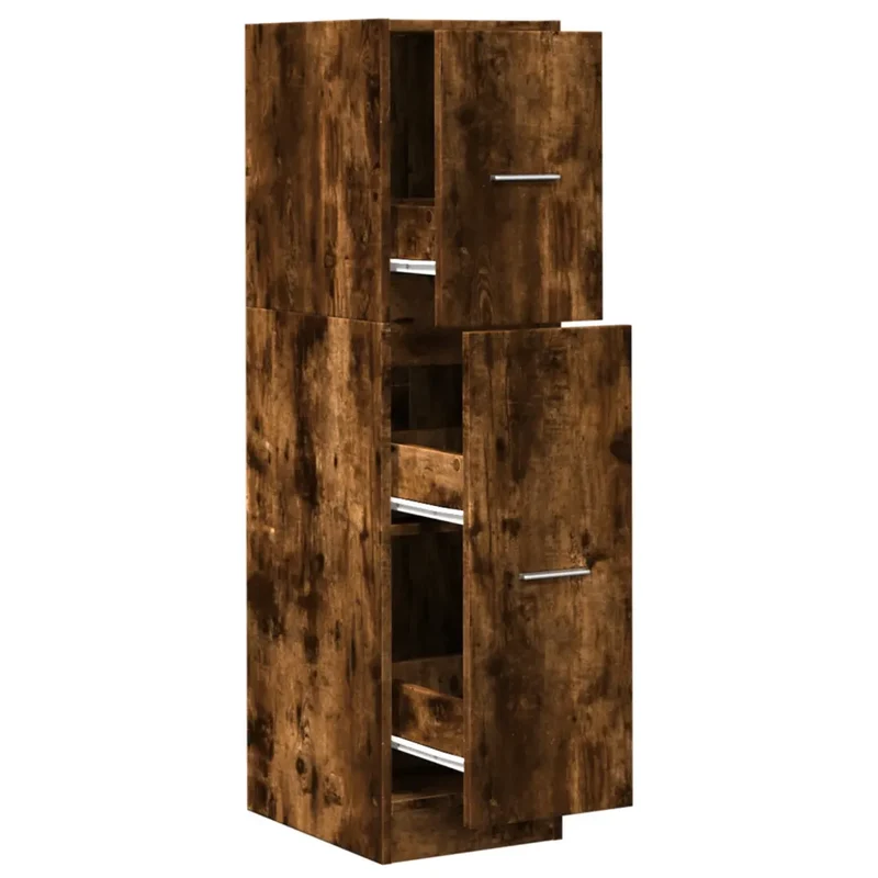 Armoire d'apothicaire multifonctionnelle rangement 30 x 41 x 118 cm en bois d'ingénierie chêne fumé 02_0050614